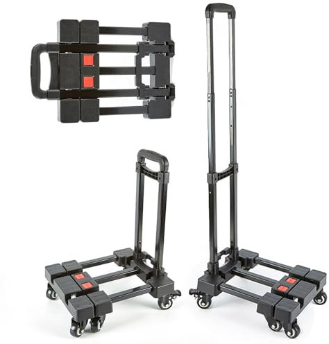 Carrello pieghevole a mano, resistente, capacità 150 kg, 6 ruote per bagagli, viaggi, shopping, traslochi e uso in ufficio