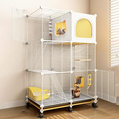 Chinchillakäfig, Kleintierkäfig, Metall-Rattenkäfig Mit Rädern, Kleintierkäfig for Frettchen/Chinchilla/Häschen/Kaninchen/Eichhörnchen/Katze(White,72 * 36 * 118cm)