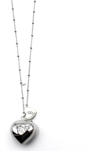Ciondolo Chiama Angeli in Argento per Gravidanza, Personalizzabile, Stile Elegante, con Catena personalizzato con nome Idea regalo Natale Gravidanza Benvenuto Gender Reveal con angelo e cuore