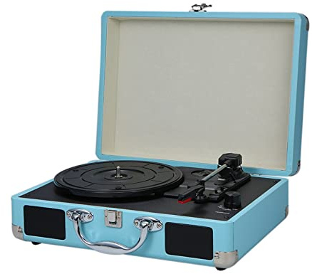 Fonografo portatile vintage 33/45/78 RPM Giradischi Vinile LP Record Phono Player Grammofono Altoparlante incorporato(Blauw)