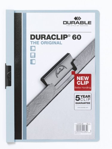 Durable Klemm-Mappe Duraclip Original 60 (für 1-60 Blatt A4), 25 Stück, blau, 220906 | Klemmhefter für 1-60 Blatt, Spezialstahl-Clip, für ungelochte Unterlagen, Angebote & Schulungen