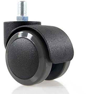 HJH Office 619007 5X Ruote per Pavimenti duri Filettatura M10 (Confezione da 5) per sedie da Ufficio, Pavimenti duri, parquet, Laminato, Piastrelle