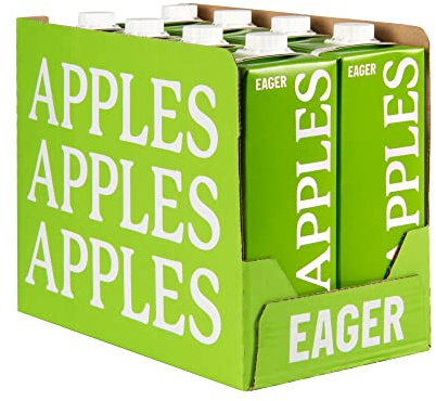 Eager 100% Pressed Apple Juice, 8 x 1 Litre Cartons