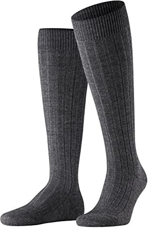 Falke Herr Teppich Im Schuh Långa ventilerande strumpor klimatreglering anti-lukt ull tjock ribbning varma sulor hållbara bollar platt tåsöm 1 par, Grå (mörkgrå 3070), 41/42 EU