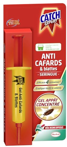 Catch - Expert Anti Cafards et Blattes – Gel Appât Concentré - Idéal recoins difficiles - Efficace 4 semaines - Eradique toute la colonie - Developpé par des biologistes - Seringue (10g)