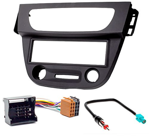 CARAV 11-152-27-7 Radioblende Car 1-DIN in Dash Installation kit Set for Renault Megane III 2008-2016, Fluence 2010+ (Dark Grey) + ISO and Antenna Adapter Cable