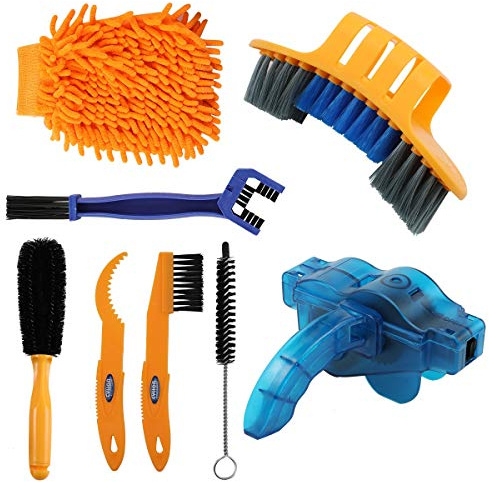 Anndason 8 Pieces Precision Bicycle Cleaning Brush Tool Including Bike Chain Scrubber, suitable for Mountain, Road, City, Hybrid,BMX Bike and Folding Bike