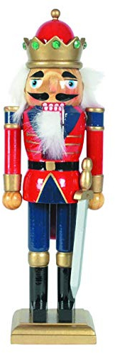 Nussknacker König mit Schwert rot-blau / 30 cm/Deko-Nussknacker/handbemalt im Kunsthandwerks-Stil/weihnachtlich dekorieren