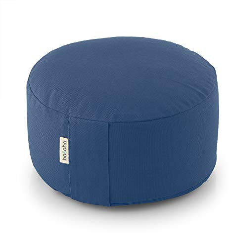 basaho WHEEL Zafu Coussin de Méditation | Coton Bio | Coques de Sarrasin | Housse Amovible et Lavable (Bleu Poudre)