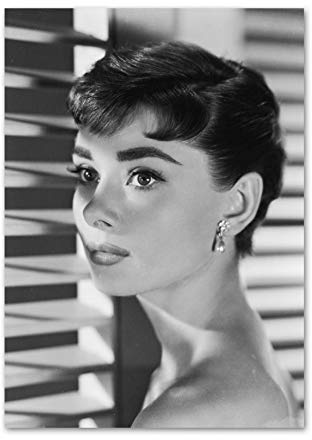 JWJQTLD Leinwanddruck Wandkunst Leinwand Malerei Schwarz Weiß Audrey Hepburn Foto Nordische Plakate Und Drucke Wandbilder Für Wohnzimmer Bett Zimmer Dekor