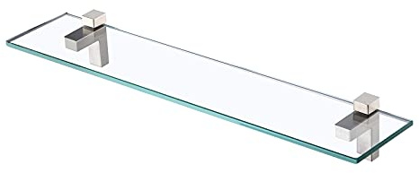 KES Duschregal zum Hängen Badegal Wandregal Dusche Glas Ablage 8mm Duschablage Badezimmer Regal Hartglas mit Regalträger 60cm Gebürstet Nickel, BGS3201S60-2