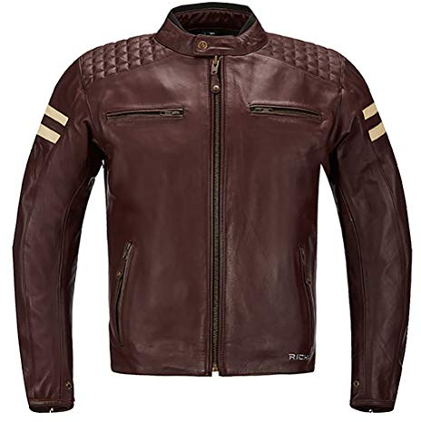 MTTKTTBD Retro Leder Motorrad Jacke Herren Damen Wasserdicht Winddicht mit Protektoren Motorradjacke Jacke Roller Biker Touren Schutzjacken Motorradschutzjacke
