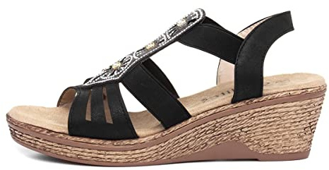 Softlites Womens Black Slip On Wedge Sandal - Size 4 UK - Black