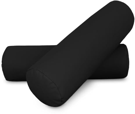 Happers Nackenrolle 2er-Pack 50x15cm aus Kunstleder Schwarz. Nackenkissen zur Linderung von Haltungsschmerzen oder zum Schlafen