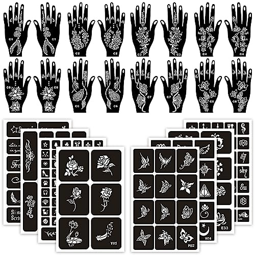 Aresvns Fake Tattoo Stencils 24 Sheets for Women,Reusable Temporary Tattoo Templates for Girls,Body Art Temporary Tattoo Stencils