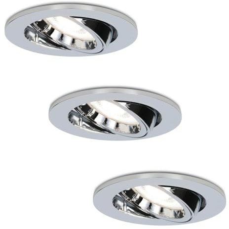 HOFTRONIC - LED Einbaustrahler 230V Schwenkbar Dimmbar Weiß Kaltweiß Lichtfarbe 3er set Deckeneinbauleuchte GU10 3x345lm Einbauspots IP20 für innenbereich - Deckeneinbaustrahler, Wohnzimmer und Büro