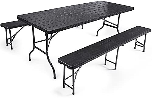 Ondis24 Biertischgarnitur Lena & Lisa Campingtisch 2X Bierbank 1x Biertisch Sitzbank klappbar Bierzeltgarnitur 3tlg. einfach transportabel (Anthrazit, XL)