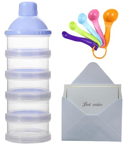 Giftik Formel-Spender, 5 Schichten, tragbar, für Babys und Kinder, Drehverschluss, stapelbar, Milchpulver-Spender, Behälter, Topf, Fütterungsbox, Milchdosen für Outdoor-Reisen/Nachtpflege (blau)