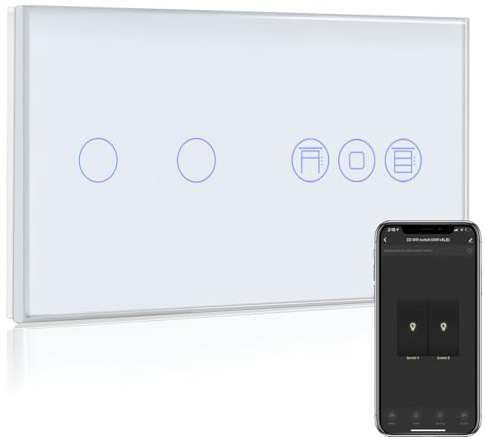BSEED Alexa Touch Lichtschalter 2 Wege 1 Weg WiFi Schalter mit Smart Life/Tuya App, funktioniert mit Alexa, Google Home, Smart Jalousieschalter Weiß