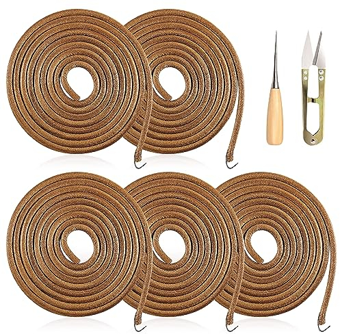 GZcaiyun 5 Pcs Courroie Machine à Coudre en Cuir, 1.83m × 5mm Courroie de Machine à Coudre pour Machines à Coudre à Pédale à L'ancienne, avec Ciseaux et Alêne
