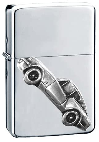 Britischer Klassiker GT6 Mk3 ref262 Zinn-Effekt Design auf einem Flip-Top-Benzinfeuerzeug, winddicht, Silber nachfüllbar