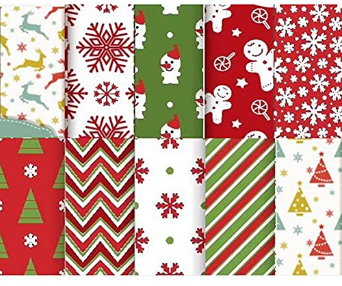 40 Stück Baumwollstoff Weihnachten, Weihnachtsmotiv Patchworkstoff Weihnachten Stoffpakete Patchwork Stoffe Baumwolle, Stoffe zum Nähen, Patchwork Stoffpaket zum Quilten DIY Basteln Handwerken, 15cm