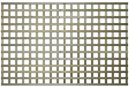 Premier Flat 6x4ft (W: 6ft x H: 4ft) Frameless Rough-Sawn Square Trellis Pressure-Treated Garden Panel with 60-70mm Privacy Squares Fence Topper/Wall Art Width 1828mm x Height: 1200mm