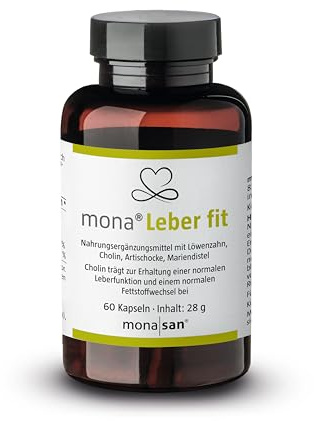 MONASAN mona® Leber fit mit Cholin für Fettstoffwechsel, 60 Kapseln, vegan | Cholin für Fettstoffwechsel, Leber, Verdauung, Löwenzahn, Artischocke, dav 5 % Cynarin, Mariendistel, dav 80 % Silymarin