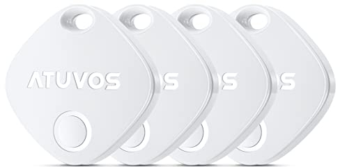 ATUVOS Air Tag Schlüsselfinder 4er Pack, Smart Tracker Key Finder Kompatibel mit Apple Wo ist? APP (iOS NUR,Android Nicht unterstützt) Bluetooth KeyFinder für Gepäck/Koffer/Taschen,Austauschbarer Akku