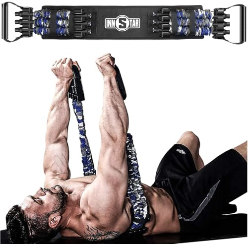 INNSTAR Tragbares Widerstandsbänder, Verstellbare Resistance Bands with 91cm Fitness Stange, Fitnessbänder for Expander, Arm, Rücken, Bizeps und Chest Trainer Krafttraining (Women|105LB)
