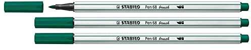 STABILO Pinselstifte Pen 68 Pinselstifte, Kieferngrün, 3 Stück
