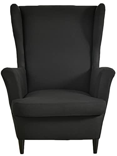 HZDHCLH Ohrensessel Überzug 2 Teilig mit Armlehnen modisch elastisch Sofa-Schutzbezug Möbelschutz Stuhlbezug geeignet für Sessel Wohnzimmer Schlafzimmer Hotel (Schwarz)