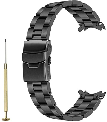Juntan Edelstahl Ingenieur Uhrenarmband 20mm 22mm Gebogene Enden Metall Ersatz Armband Taper Screw-in Uhrenarmbänder Armband mit festen Faltschließe für Männer Frauen