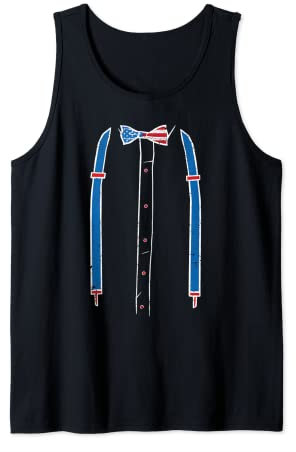 Kummerbund Fliege Hosenträger USA Flagge Smoking Kostüm Tank Top
