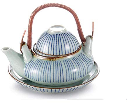 Poterie Petite théière Théière en céramique de grande capacité Théières à poignée en bambou de style coréen Service à thé Kung Fu Bouilloire de restaurant japonais Vaisselle à thé en porcelaine B (C