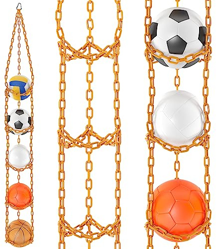 Vailantes Universal-Ballhalter für Basketball, Fußball, Volleyball - Ballaufhänger - Aufbewahrung von Sportgeräten - Präsentation von Bällen an der Wand – Orange