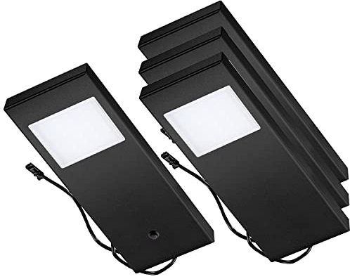 Thebo LED 91 Tadeo 1 in SCHWARZ - SET 4 inkl. Leuchte mit Hauptschalter/Unterbauleuchten/Oberschrankleuchten