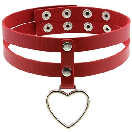 WEITING Harajuku schwarzes Herz Choker Punk Halsband für Mädchen Gothic Choker Hals Cosplay Schmuck Egirl Gothic Zubehör - rot