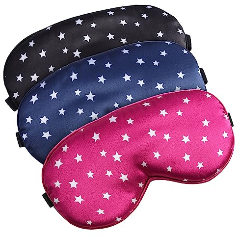 TSHAOUN 3 Pieces Sleep Mask, Silk Sleeping Eye Masks for Women Men Children, Soft Eye Mask for Sleeping Blackout Eye Mask with Adjustable Strap, Eye-Cover Blindfold for Night,Travel,Nap (Night Sky)