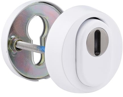 Schutzrosette mit Kernziehschutz | ES1 + Feuerschutz zertifiziert | Ziehschutz Zylinderabdeckung (Weiß Elektrophorese)