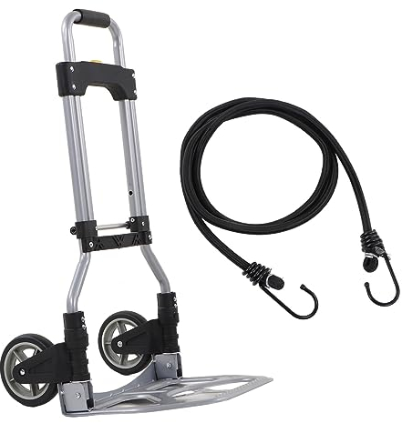 Aluminium Sackkarren, klappbar Handkarren Transportwagen Klappwagen Handwagen Transportkarre Plattfformwagen Rollwagen mit Expanderseilen Traglast 70 kg