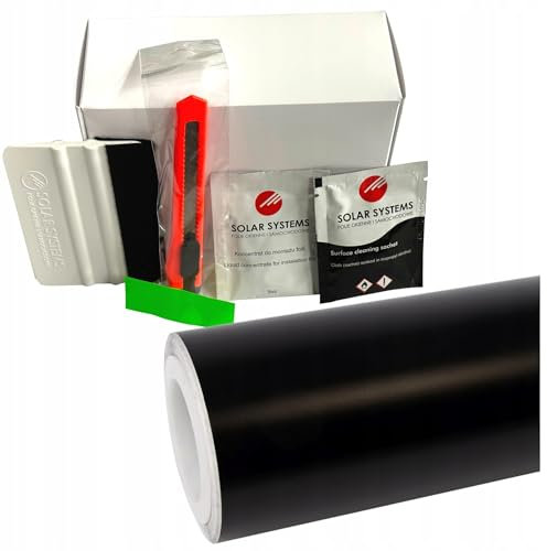 SOLAR SYSTEMS Film teinté Autocollant Noir Mat pour Voiture - avec Accessoires de Montage - 152 x 50 cm