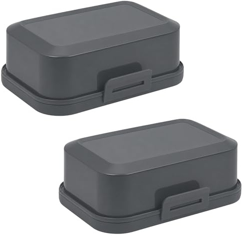 ENGELLAND - 2 x Stapelbare Butterdose mit Deckel und Klick-Verschluss, Anthrazit/Anthrazit, Plastik-box, Butter-Glocke, BPA-frei, Mehrzweck, robust