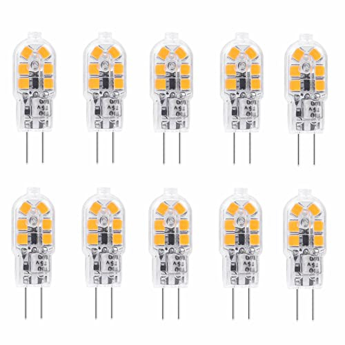Jiotouhu 220V-240V AC G4 LED Mini Kurz Glas Birne 2W warmweiß 3000K Ersetzt 20W Halogen Stiftsockellampe Nicht Dimmbar (Nicht Niederspannung 12V), 10 Stück