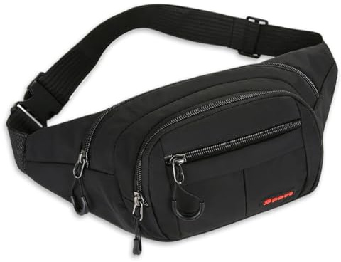 AKJAXQU Bauchtasche Herren Damen Laufgürteltasche, modische Gürteltasche Hüfttasche wasserdicht, Reise Geldgürtel, Hüfttaschen für Running, Yoga, Fitnessstudio, Joggen, Workout, Fitness, Schwarz