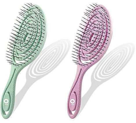Cepillo Antitirones 2 Unidades - Cepillo Pelo Antirotura - Cepillo Pelo Antitirones - Masajeador Peine Desenredante - Para Pelo Seco y Mojado (Verde y Rosa)