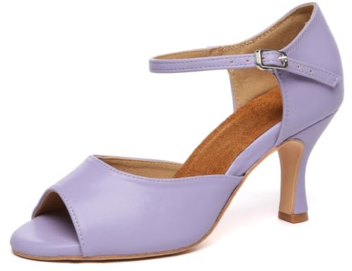 MINITOO Scarpe da ballo da donna professionali da ballo formale per feste, sandali da sera L600, L600 Viola 7 5 Cm Tacco, 38.5 EU