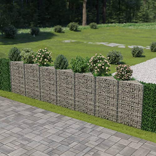Tidyard Gabion Baskets Cages Galvanised Steel Outdoor Stone Basket 450x30x100 cm