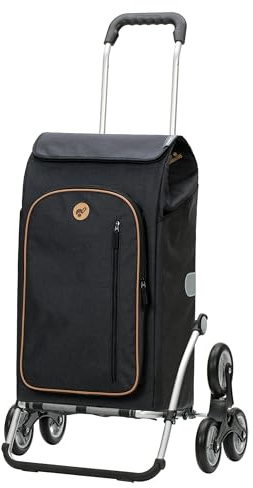 Andersen Einkaufstrolley - klappbar - 61 Liter - Treppensteiger | mit Kühlfach - Aufhängung für Einkaufswagen - belastbar 50 kg - Aluminium - Rad Ø 3 x 13 cm - Royal Shopper Folke schwarz