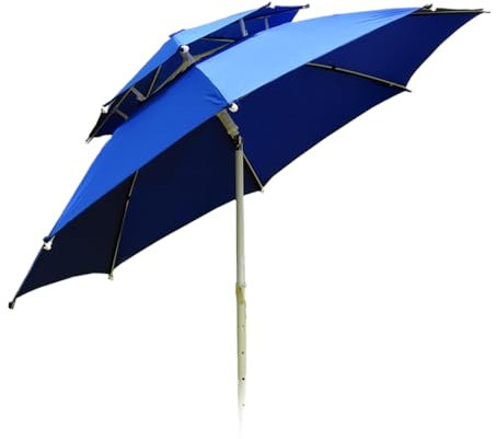 250cm Doppelter Marktschirm for den Außenbereich, mit Neigungsverstellung, for den Garten, Pool, Party (Color : Blau, Size : 2.5m(8ft))